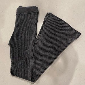 UO Grey Ribbed Bell Bottom Sweatpants